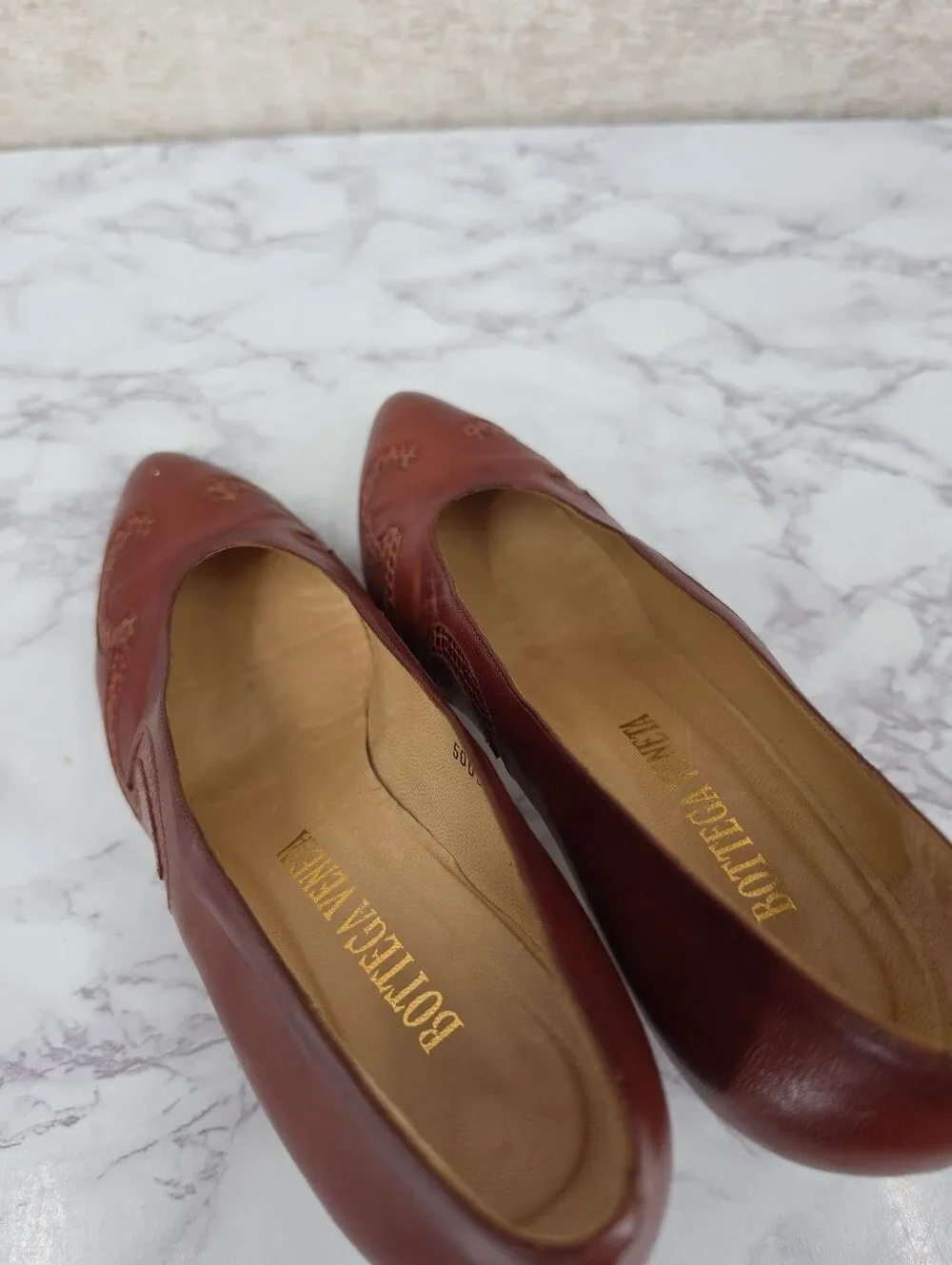 Bottega Veneta Vintage Leather Pumps Heels with Lizard Inset Design